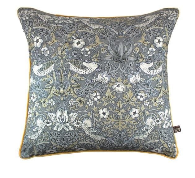 Quatropi Velvet William Morris Songbird Scatter Cushion Pillow Square Teal Gold