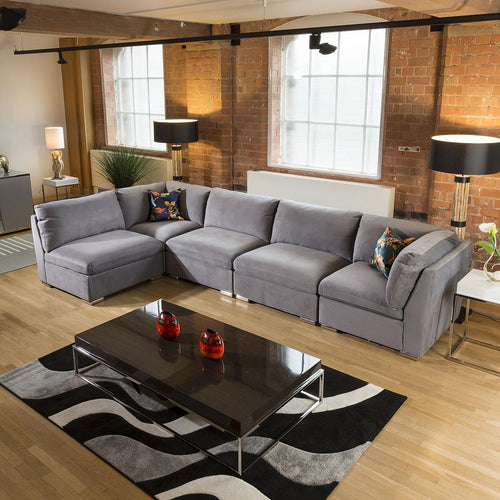 Huge Inviting Mikey Corner Sofa Medium Grey 5 Seater L Shape 13R