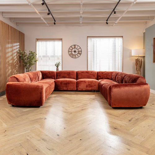 Maddie 8 Seater U-Shape Corner Sofa Fire Orange 350x289cm 11