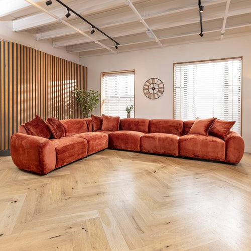 Maddie 6 Seater Modular Corner Sofa Fire Orange 373x289cm 15