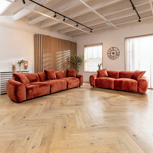 Maddie 2 & 3 Seater Sofa Set Fire Orange 1+2S