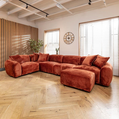 Maddie 5 Seater Modular Corner Sofa Fire Orange 373x205cm 8