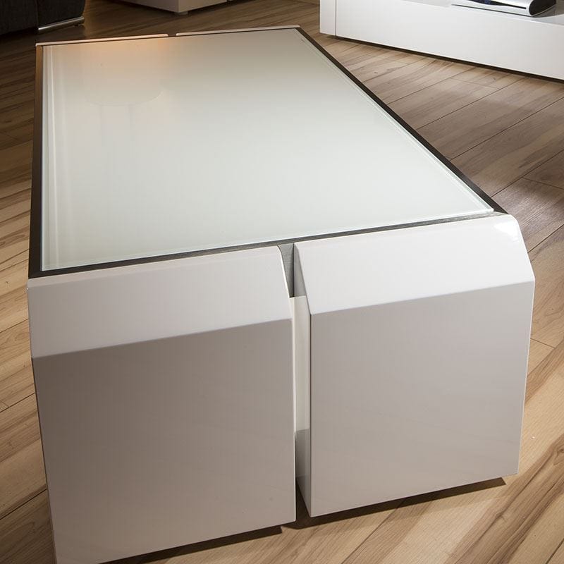Quatropi Large White Gloss / Glass Rectangular Coffee Table Modern Designer 01A