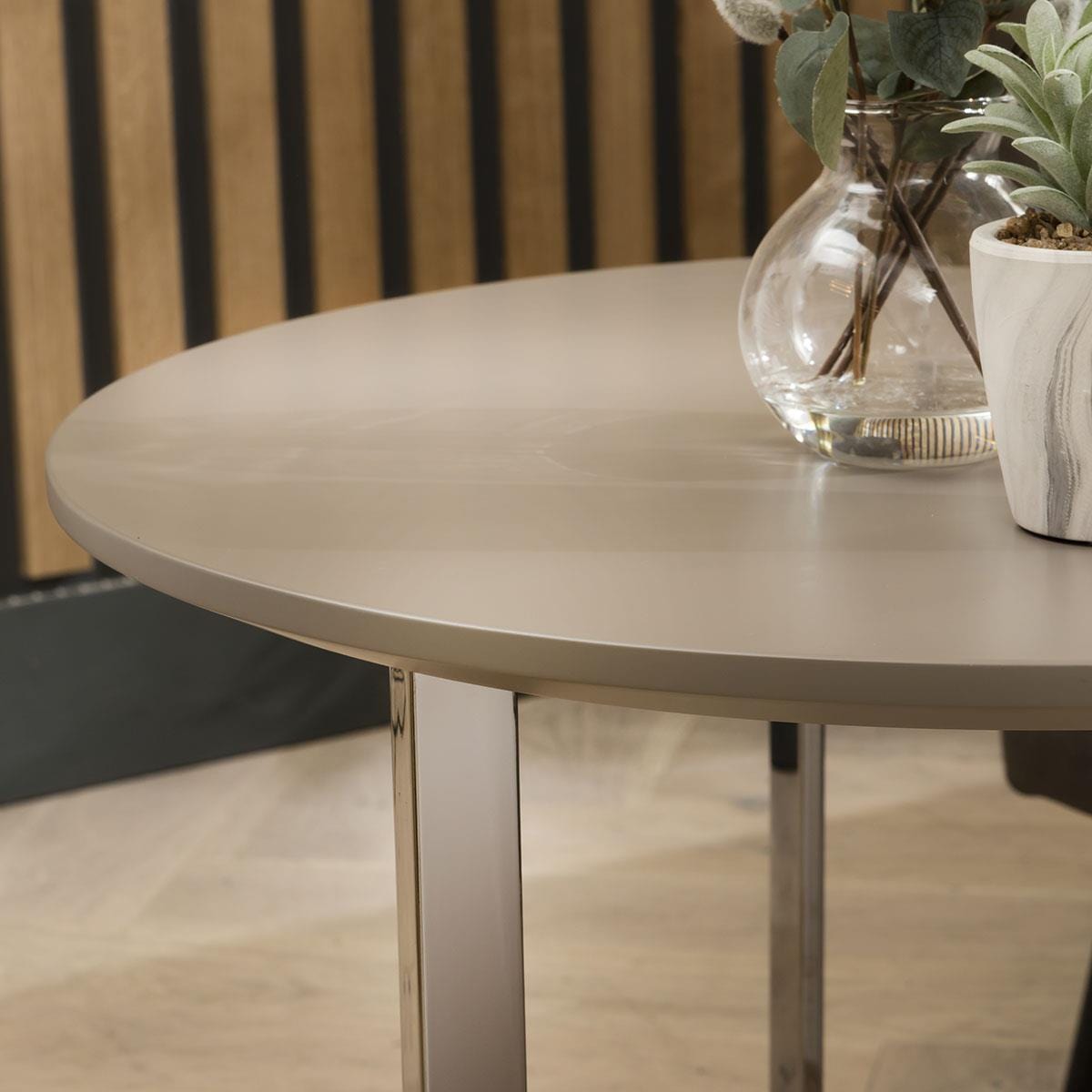 Quatropi Quatropi Side Table 60cm - Modern Round Lamp Table - Premium Taupe Finish