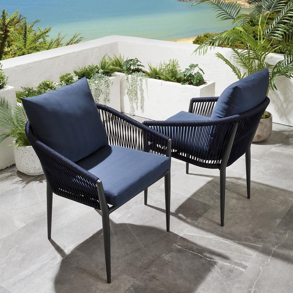 Quatropi Set of 2 Cole Garden Dining Chairs Blue