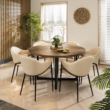 Quatropi 2 Ashley Leather Dining Chairs Cream Clay