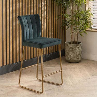 Quatropi 2 Deco Velvet Bar Stools Teal