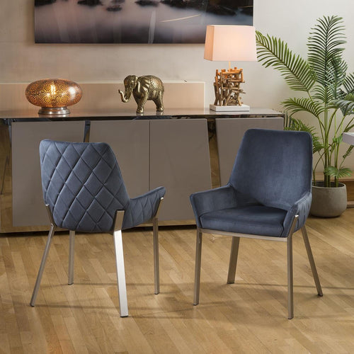 2 Luna Carver Dining Chairs Petrol Blue
