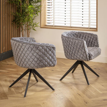 Quatropi 2 Maple Swivel Carver Dining Chairs Dark Grey
