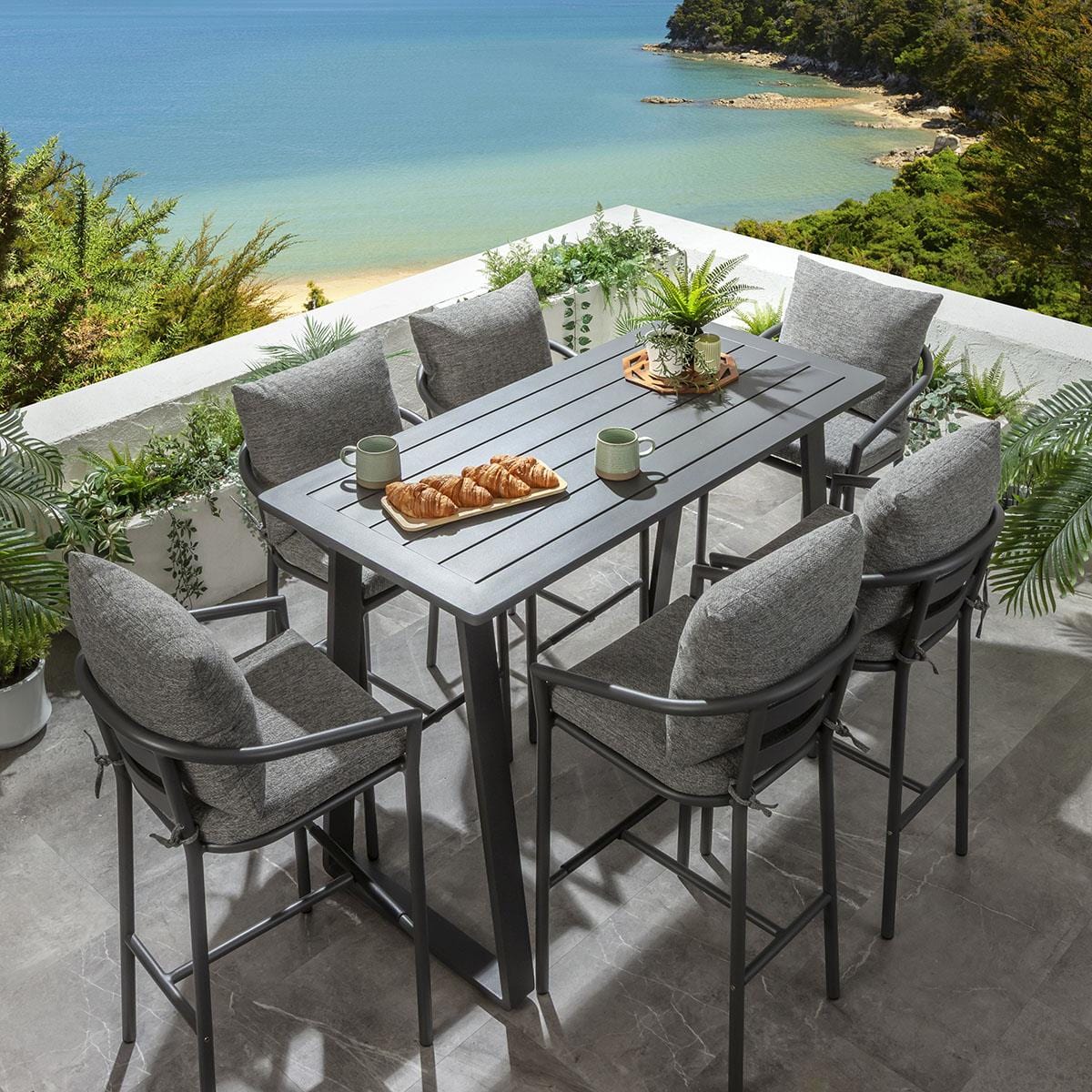 2 Mia Aluminium Outdoor Garden Bar Stools Grey – Quatropi