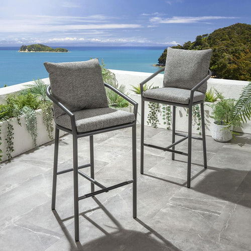 2 Mia Aluminium Outdoor Garden Bar Stools Grey