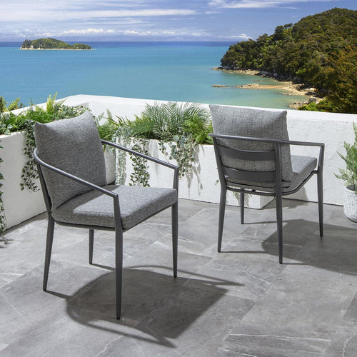 2 Mia Outdoor Garden Dining Chairs Grey