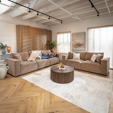 Quatropi 2 Seater and 3 Seater Sofa Set Beige Fabric