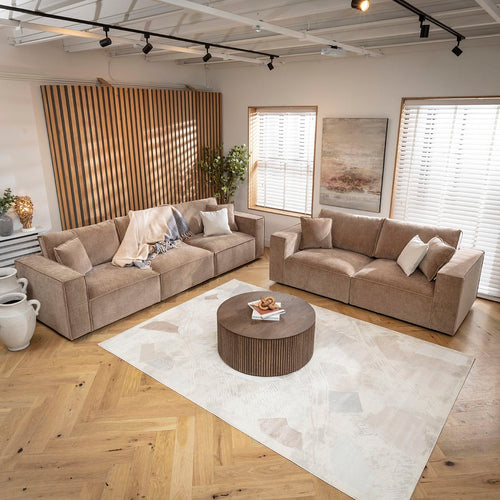 Rupert Small 2 & 3 Seater Sofa Set Fawn Beige Fabric 1+2S