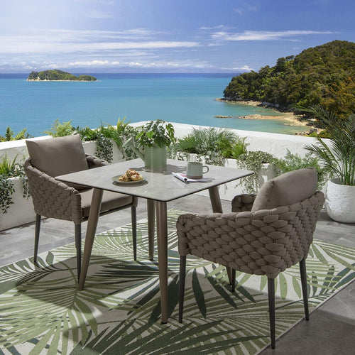 Sundowner 2 Seater Ceramic Garden Dining Set Aluminium Coffee & Beige
