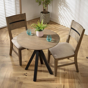 Quatropi 2 Seater Small Round Solid Wood Dining Table and Chair Dining Set Cream
