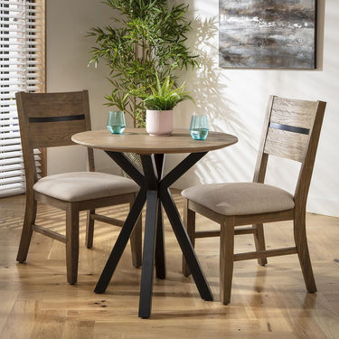 Quatropi 2 Seater Small Round Solid Wood Dining Table and Chair Dining Set Cream