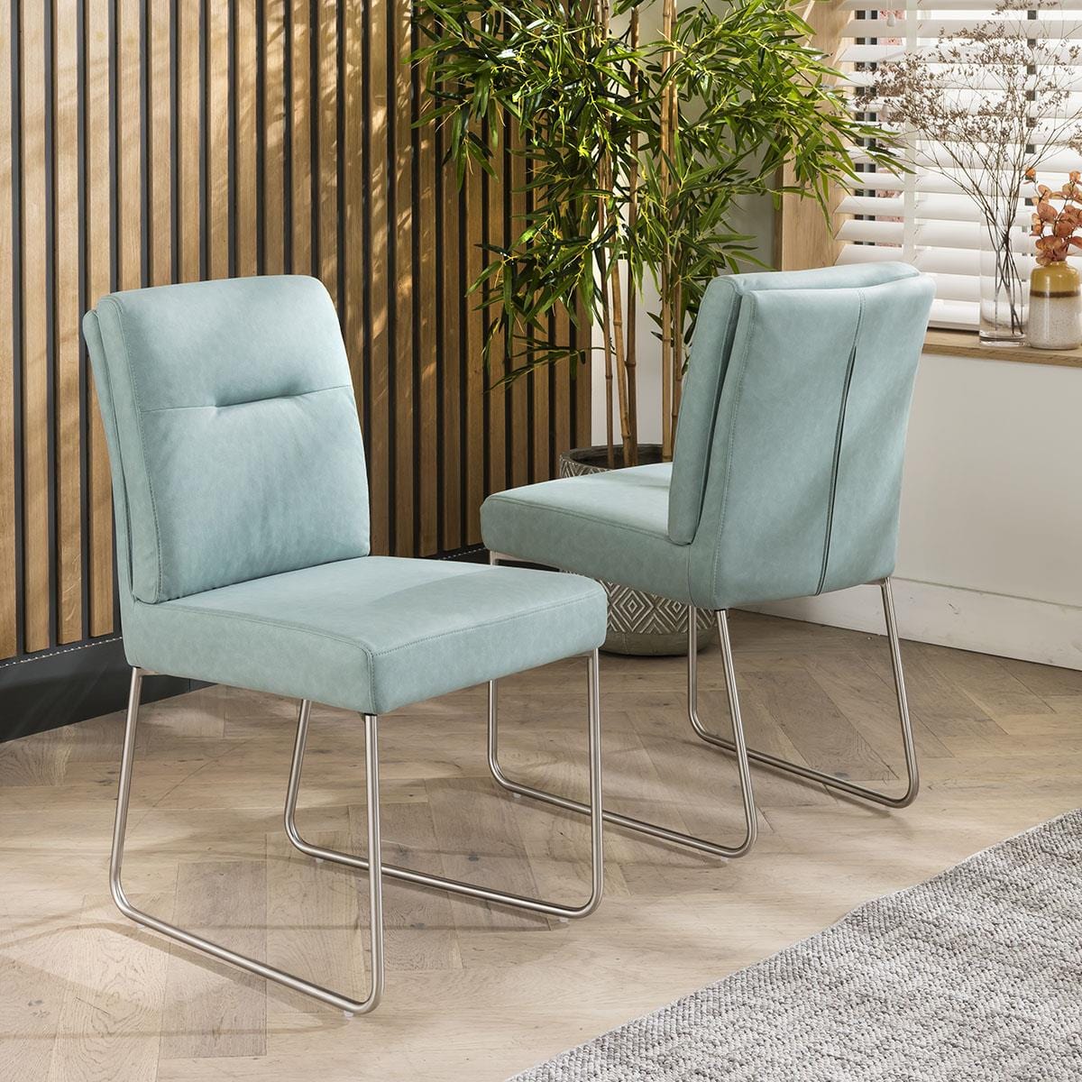 Quatropi 2 Taylor Faux Leather Dining Chairs Mint Green