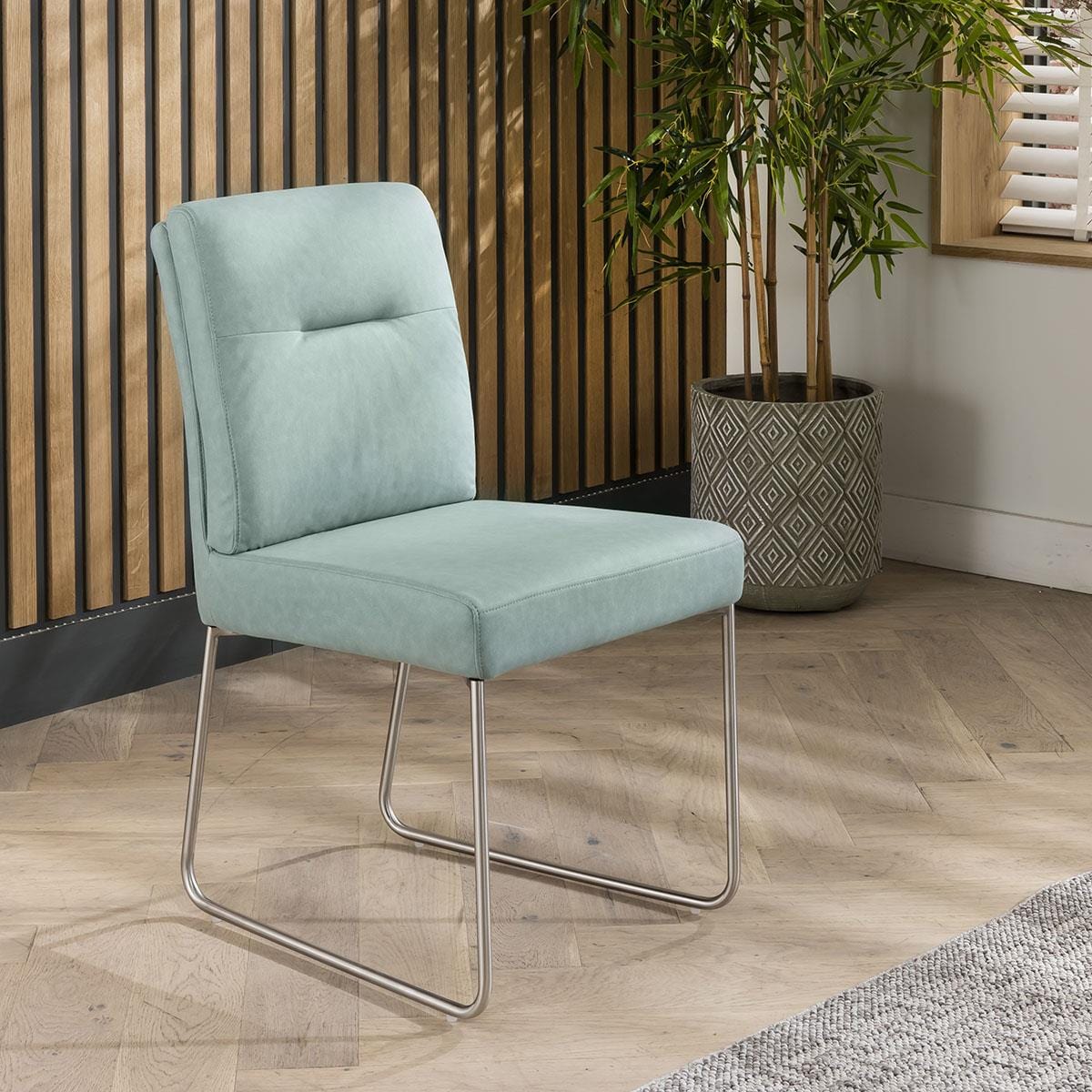 Quatropi 2 Taylor Faux Leather Dining Chairs Mint Green