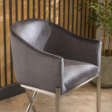 Quatropi 2 Zoe Counter Height Velvet Bar Stools Grey