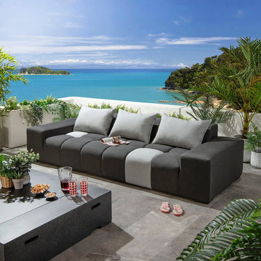 Quatropi 3 Seater Garden Patio Sofa Unique Grey Sunbrella Outdoor Fabric Grey