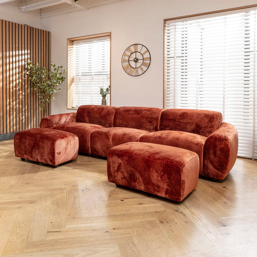 Maddie 3 Seater Modular U-Shape Chaise Sofa Fire Orange 312x169cm 4