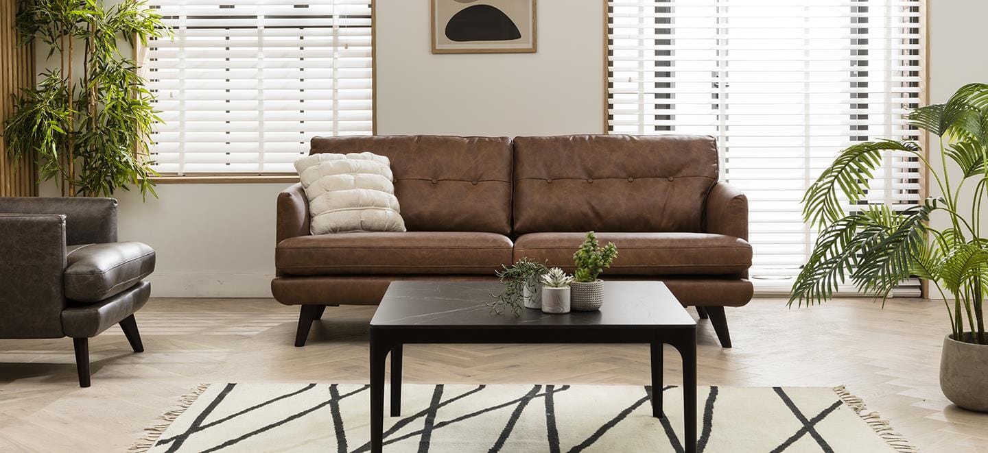 Quatropi 3 Seater Sofa - Modern Scandi Design - Real Leather Options - 200cm In stock