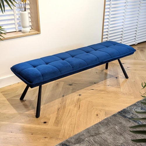 Davina 3 Seater Backless Dining Bench Blue 150cm