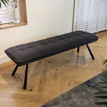 Quatropi 3 Seater Straight Backless Kitchen Dining Bench Seat Grey Velvet 150cm