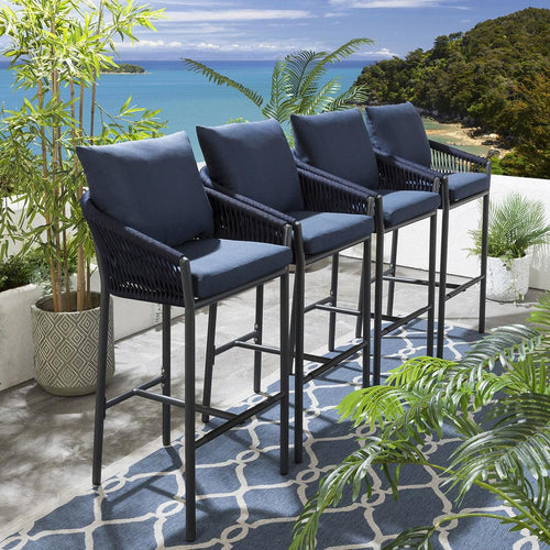 4 Cole Aluminium Outdoor Garden Bar Stools Blue