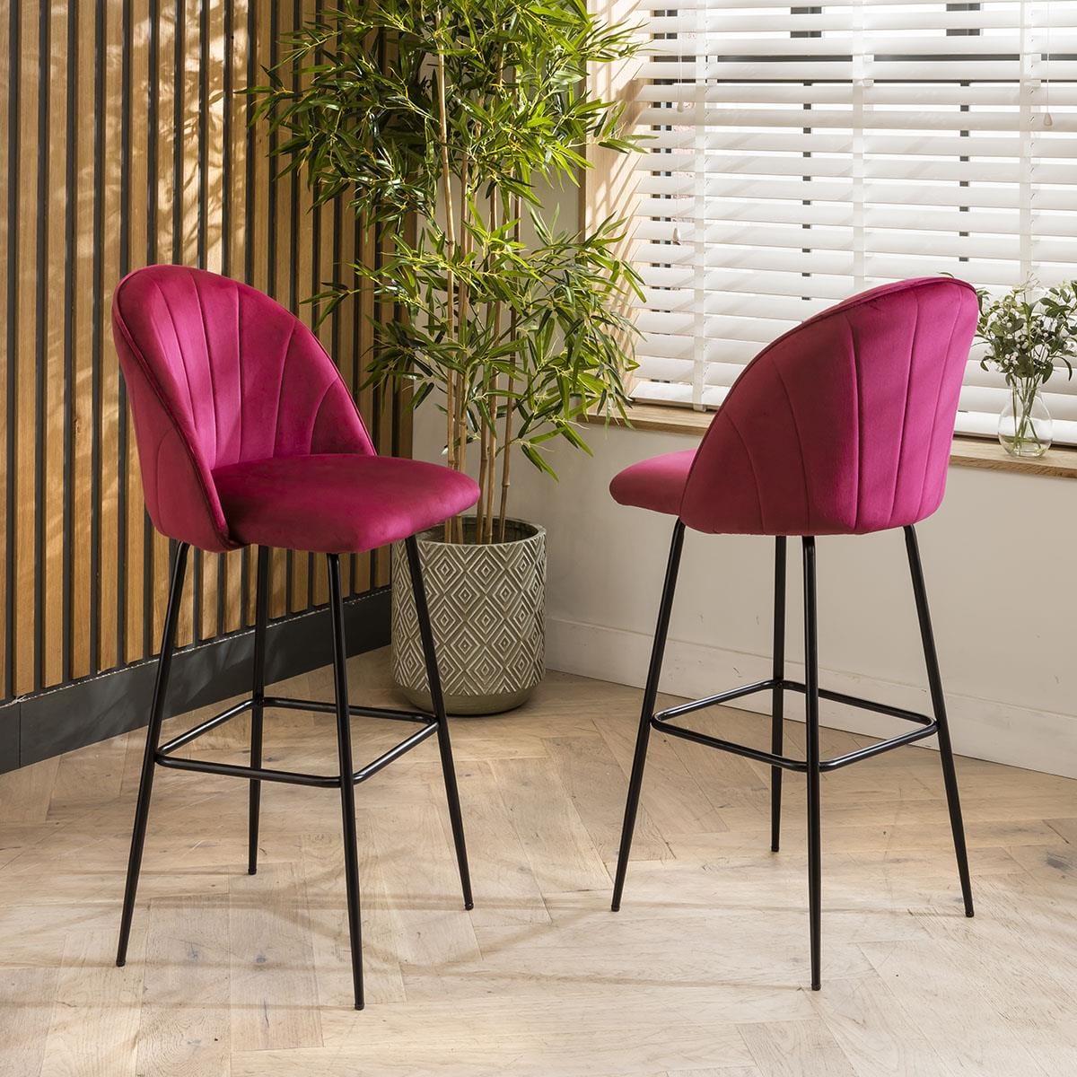 4 Hope Velvet Bar Stools Berry Red – Quatropi