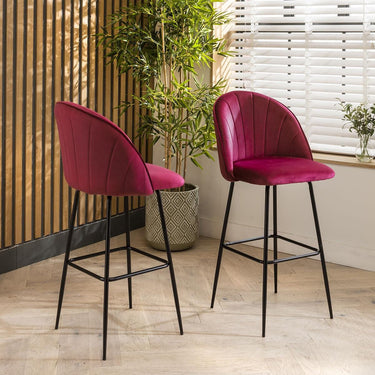 Quatropi 4 Hope Velvet Bar Stools Berry Red