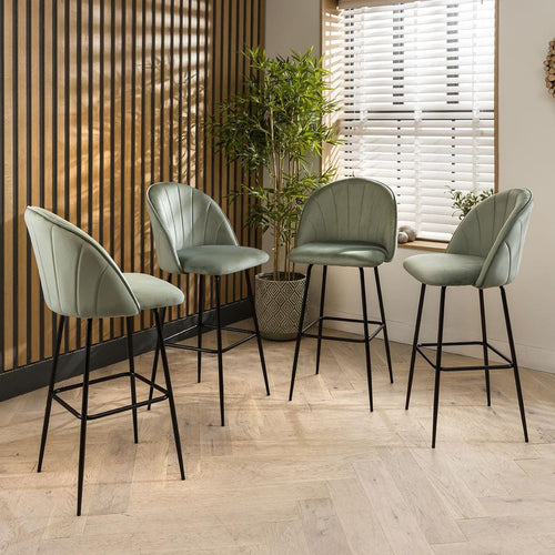 4 Hope Velvet Bar Stools Mint Green