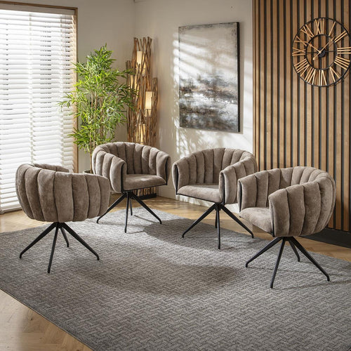 4 Maisy Return Swivel Carver Dining Chairs with Arms Golden Brown