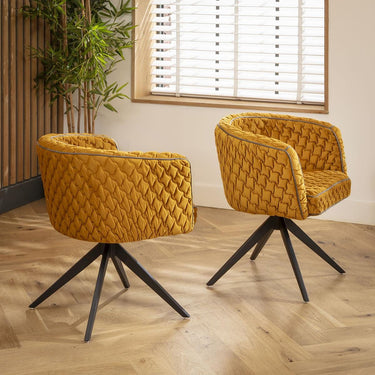 Quatropi 4 Maple Swivel Carver Dining Chairs Mustard Yellow