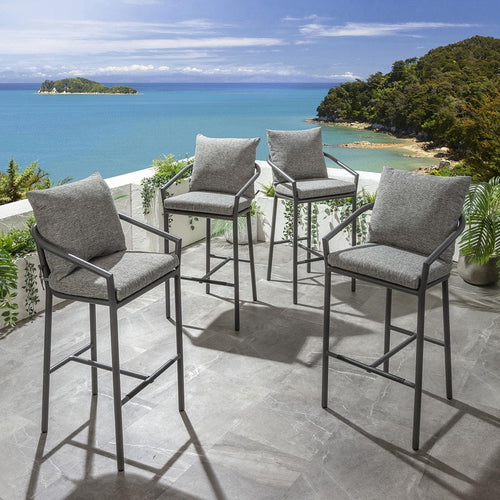 4 Mia Aluminium Outdoor Garden Bar Stools Grey