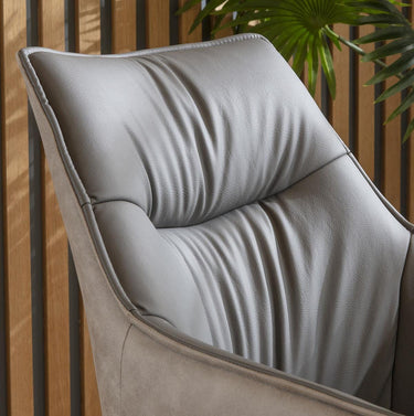 Quatropi 4 Millie Swivel Carver Faux Leather Dining Chairs Grey