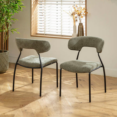 Quatropi 4 Oscar Modern Scandi Dining Chairs Green Fabric