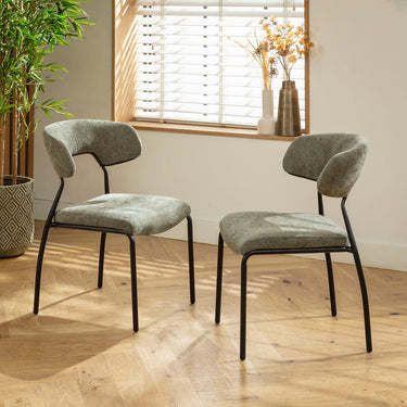 Quatropi 4 Oscar Modern Scandi Dining Chairs Green Fabric