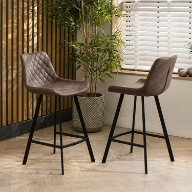 Quatropi 4 Parker Leather Counter Height Bar Stools Brown