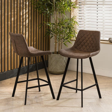 Quatropi 4 Parker Leather Counter Height Bar Stools Brown