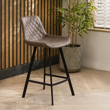 Quatropi 4 Parker Leather Counter Height Bar Stools Brown