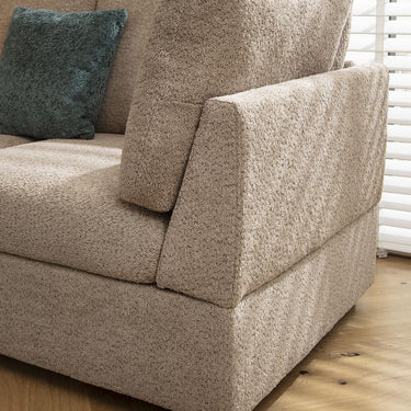 Quatropi 4 Seat Modular Sectional Straight Corner Sofa Couch Beige Boucle Fabric