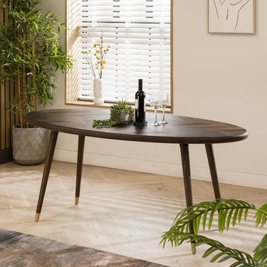 Quatropi 4 Seater Modern Oval Dining Set Retro Table Four Swivel Chairs Mustard