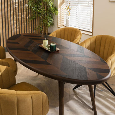 Quatropi 4 Seater Modern Oval Dining Set Retro Table Four Swivel Chairs Mustard