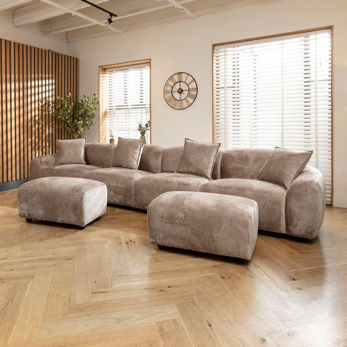 Maddie 4 Seater Modular Chaise Sofa Settee Bubbly Warm Grey Beige 396x169cm 7