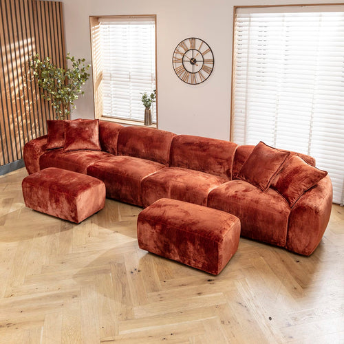 Maddie 4 Seater Modular Chaise Sofa Settee Fire Orange 396x169cm 7