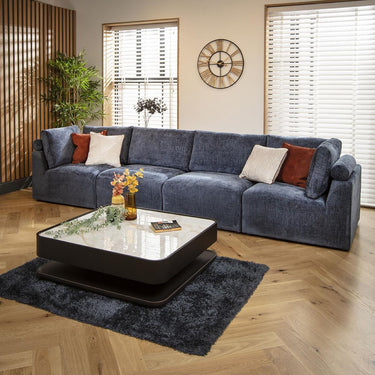Quatropi 4 Seater Modular Sectional Straight Corner Sofa Couch Blue Fabric