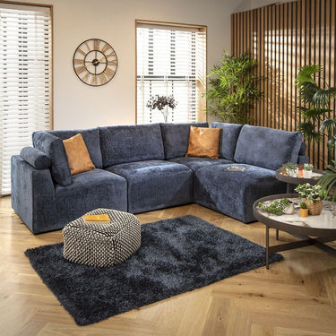Quatropi 4 Seater Small Modular L Shape Corner Sofa Sectional Couch Blue 