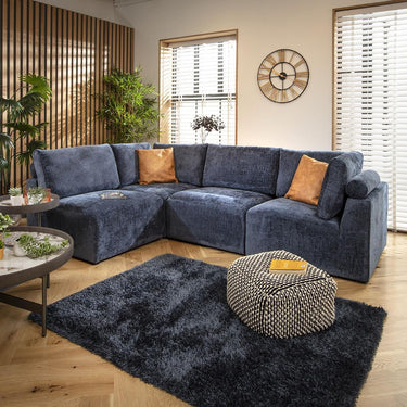 Quatropi 4 Seater Small Modular L Shape Corner Sofa Sectional Couch Blue 